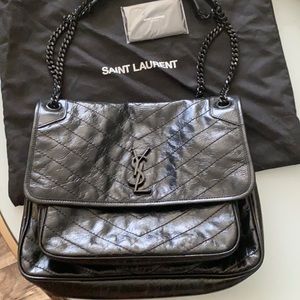 YSL Niki medium quilted crinkled leather bag